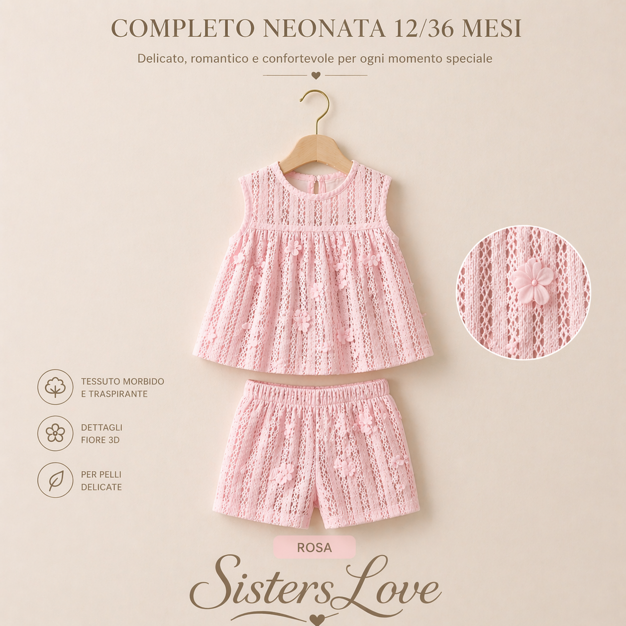COMPLETO IN PIZZO ROSA
