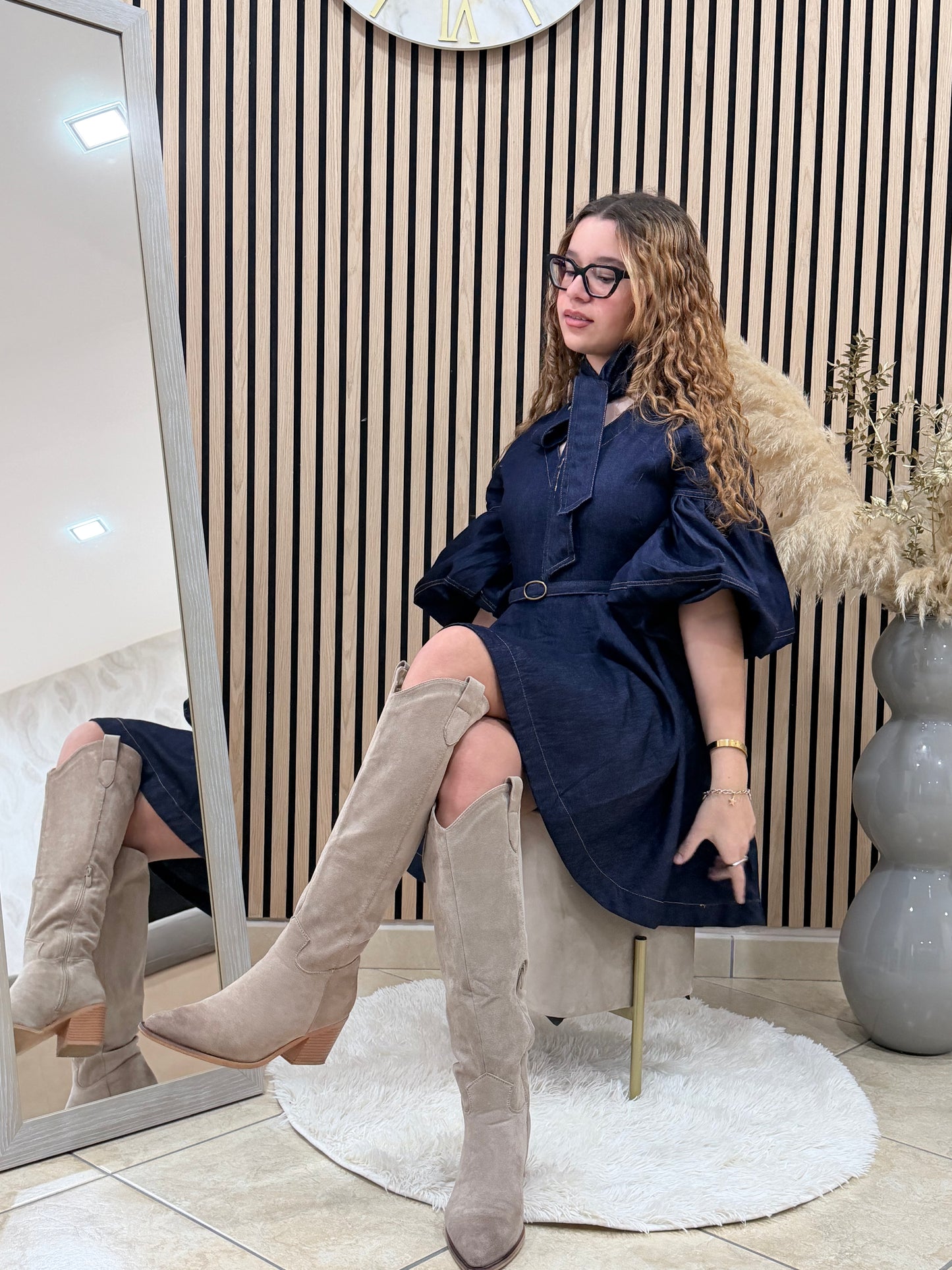 VESTITO IN DENIM CON FIOCCO